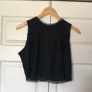 Black crochet crop top